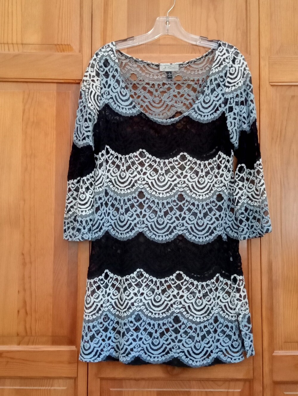 J Valdi Gray Black White Lace Cover-up or beautiful Top